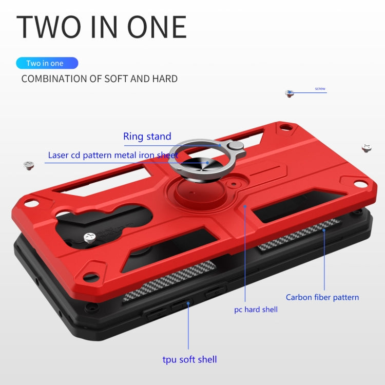 For Xiaomi Redmi Note 9 Carbon Fiber Pattern PC + TPU Protective Case with Ring Holder