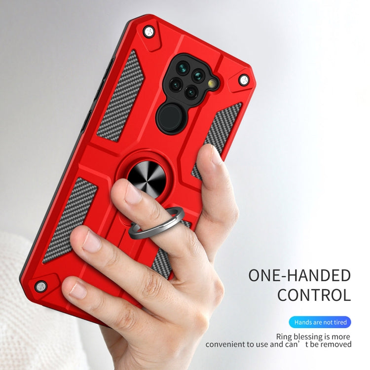 For Xiaomi Redmi Note 9 Carbon Fiber Pattern PC + TPU Protective Case with Ring Holder