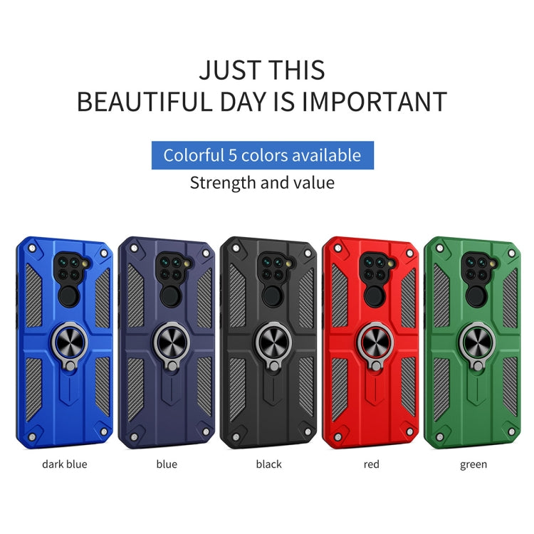For Xiaomi Redmi Note 9 Carbon Fiber Pattern PC + TPU Protective Case with Ring Holder