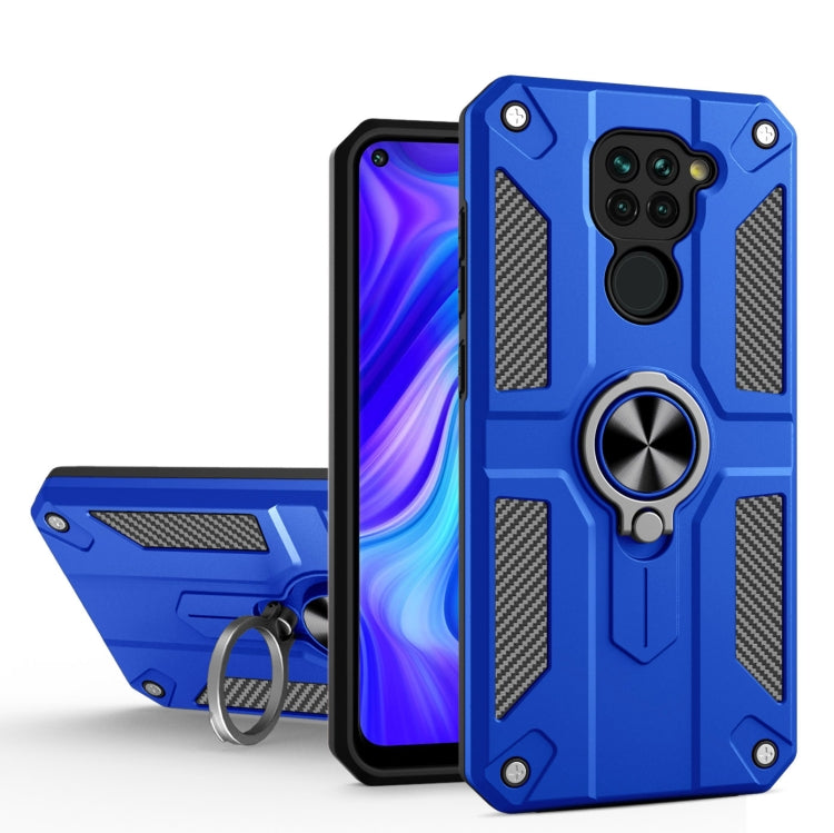 For Xiaomi Redmi Note 9 Carbon Fiber Pattern PC + TPU Protective Case with Ring Holder