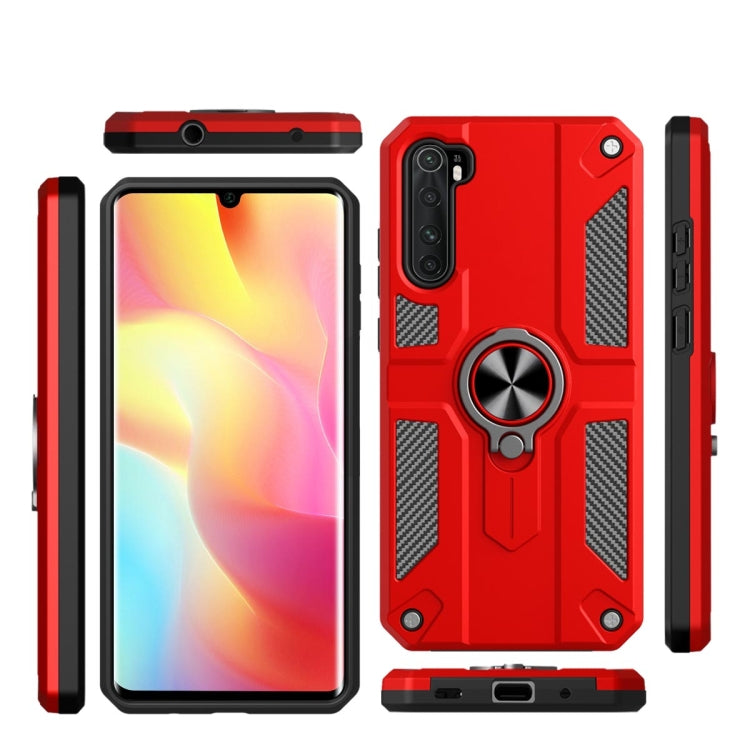 For Xiaomi Mi Note 10 Lite Carbon Fiber Pattern PC + TPU Protective Case with Ring Holder