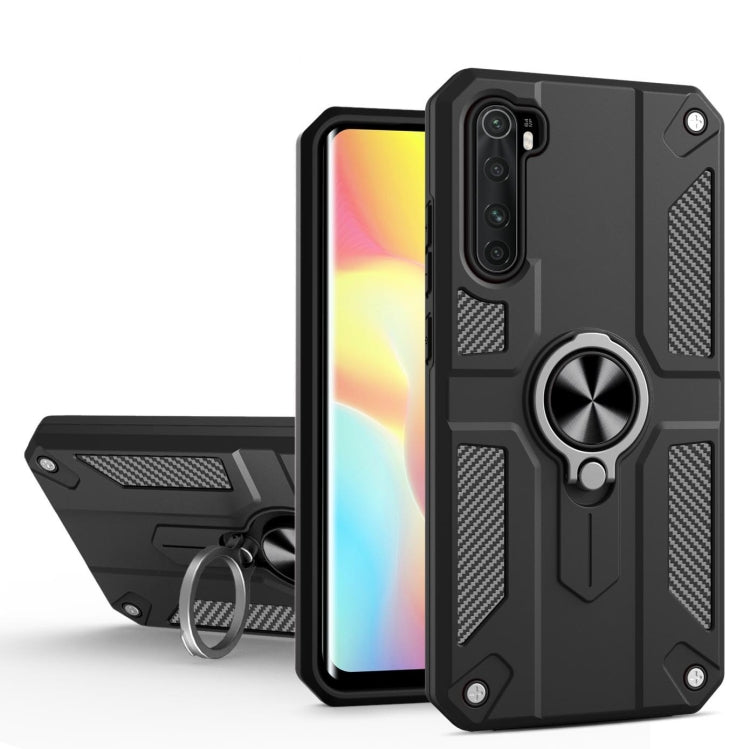 For Xiaomi Mi Note 10 Lite Carbon Fiber Pattern PC + TPU Protective Case with Ring Holder