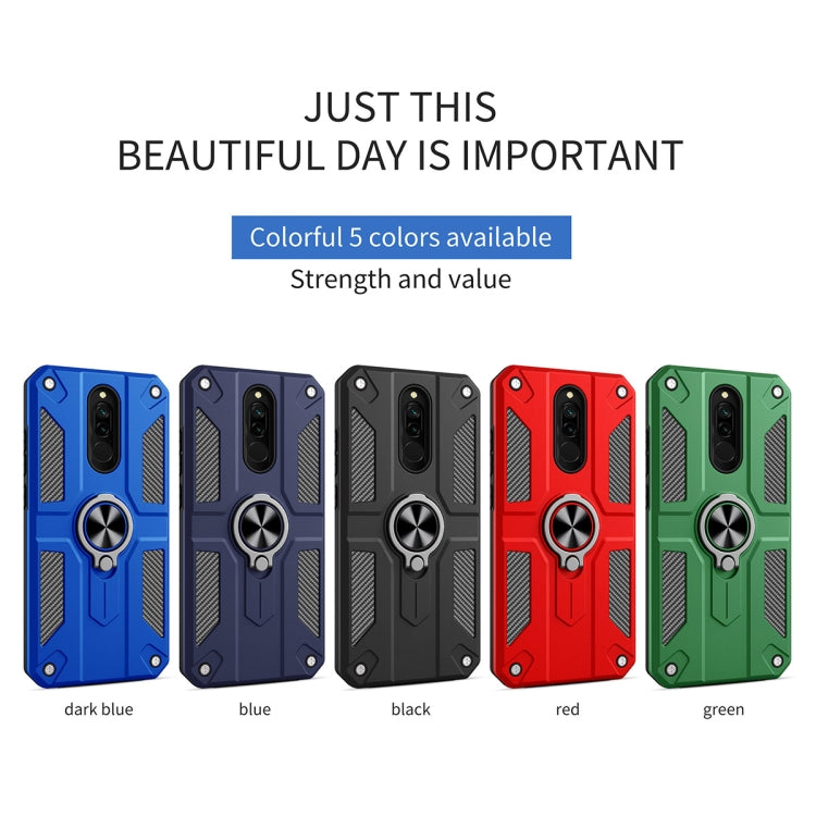 For Xiaomi Redmi 8 Carbon Fiber Pattern PC + TPU Protective Case with Ring Holder