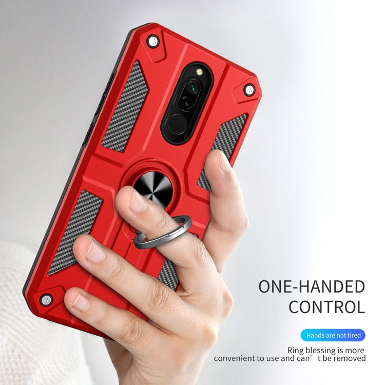 For Xiaomi Redmi 8 Carbon Fiber Pattern PC + TPU Protective Case with Ring Holder