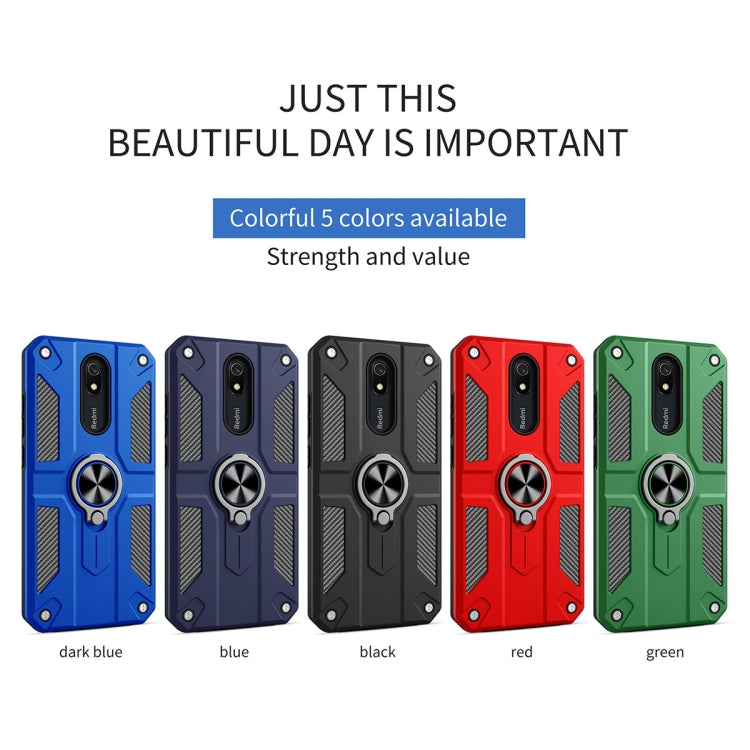 For Xiaomi Redmi 8A Carbon Fiber Pattern PC + TPU Protective Case with Ring Holder