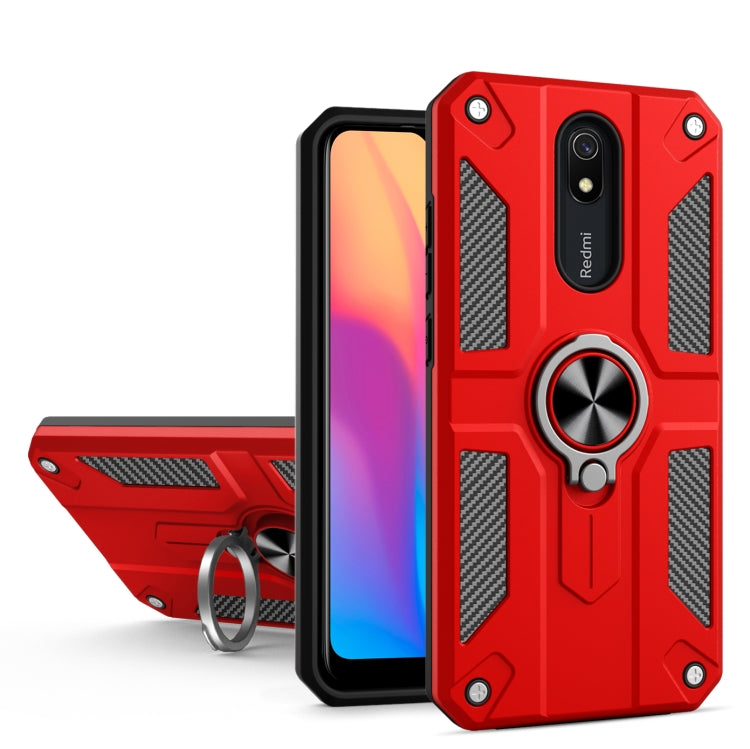 For Xiaomi Redmi 8A Carbon Fiber Pattern PC + TPU Protective Case with Ring Holder