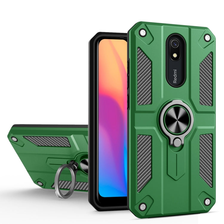 For Xiaomi Redmi 8A Carbon Fiber Pattern PC + TPU Protective Case with Ring Holder