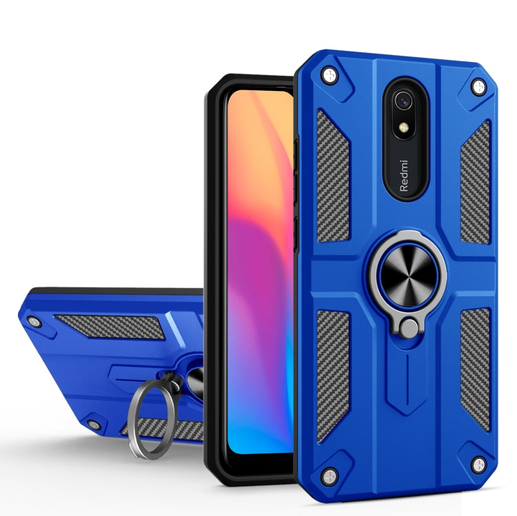 For Xiaomi Redmi 8A Carbon Fiber Pattern PC + TPU Protective Case with Ring Holder