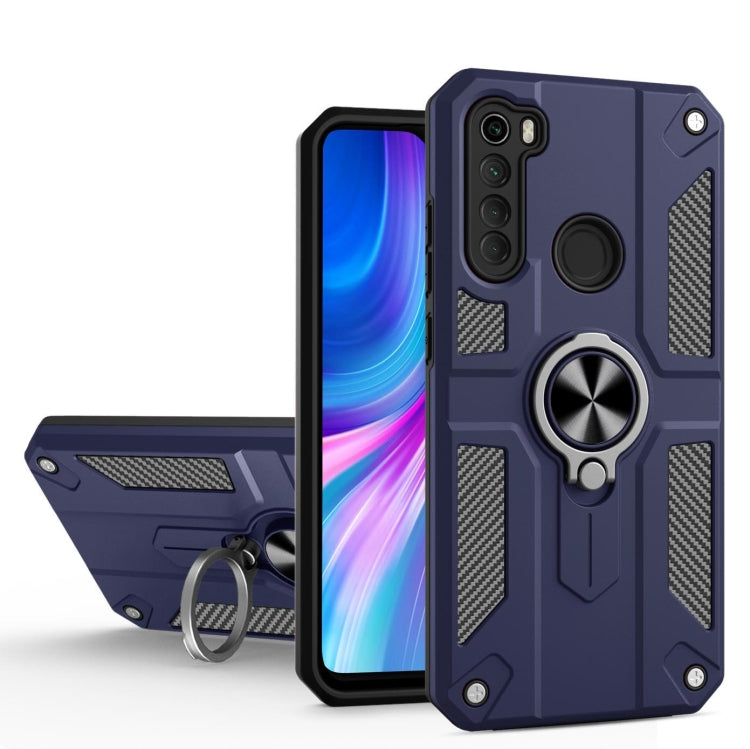 For Xiaomi Redmi Note 8 Carbon Fiber Pattern PC + TPU Protective Case with Ring Holder