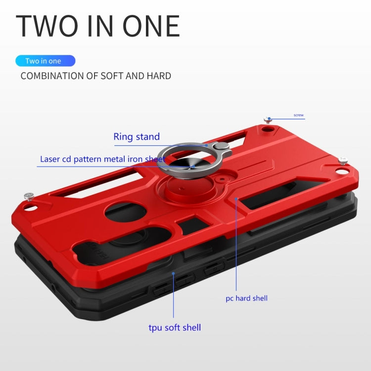 For Xiaomi Redmi Note 8 Carbon Fiber Pattern PC + TPU Protective Case with Ring Holder