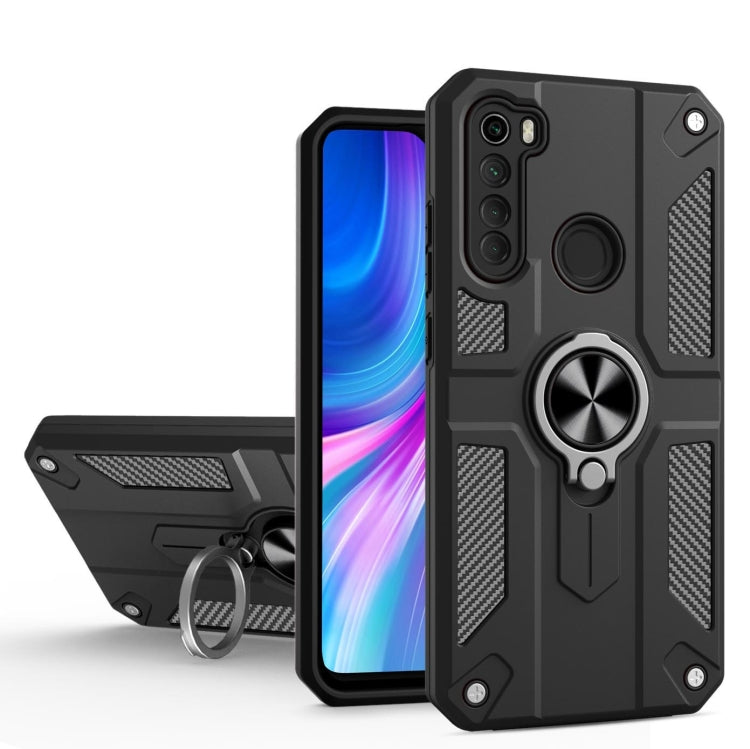 For Xiaomi Redmi Note 8 Carbon Fiber Pattern PC + TPU Protective Case with Ring Holder