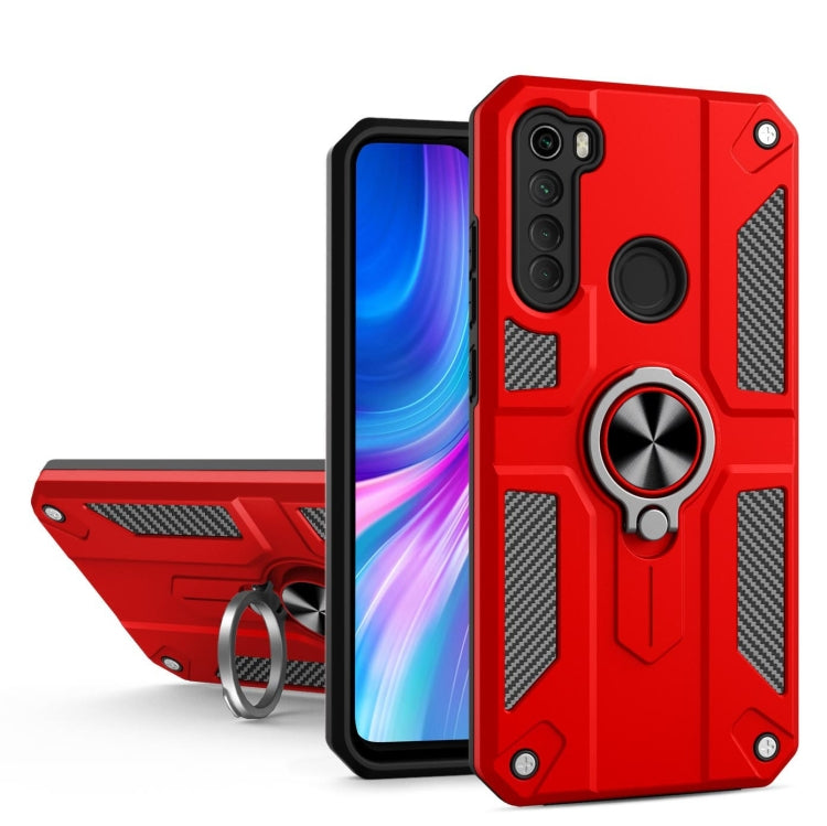 For Xiaomi Redmi Note 8 Carbon Fiber Pattern PC + TPU Protective Case with Ring Holder