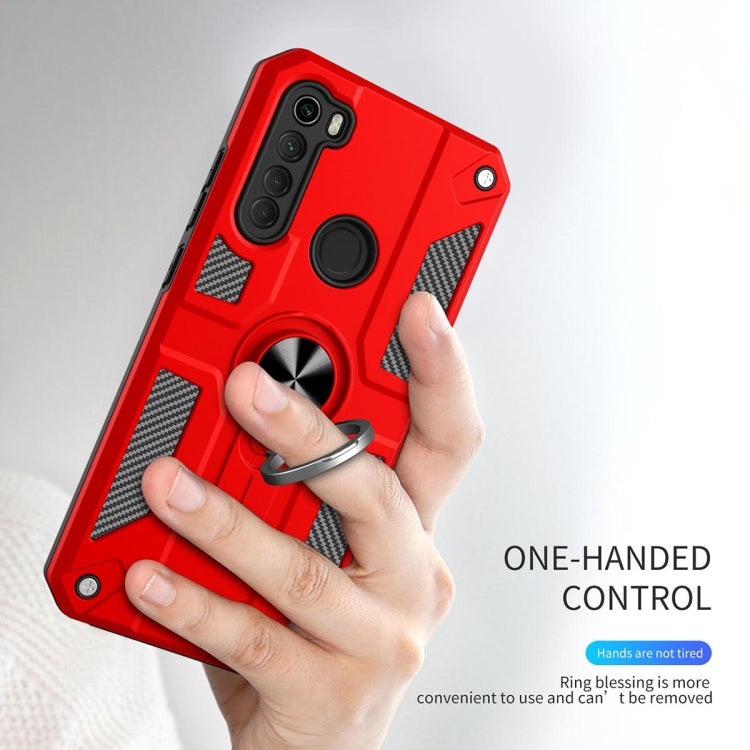 For Xiaomi Redmi Note 8 Carbon Fiber Pattern PC + TPU Protective Case with Ring Holder