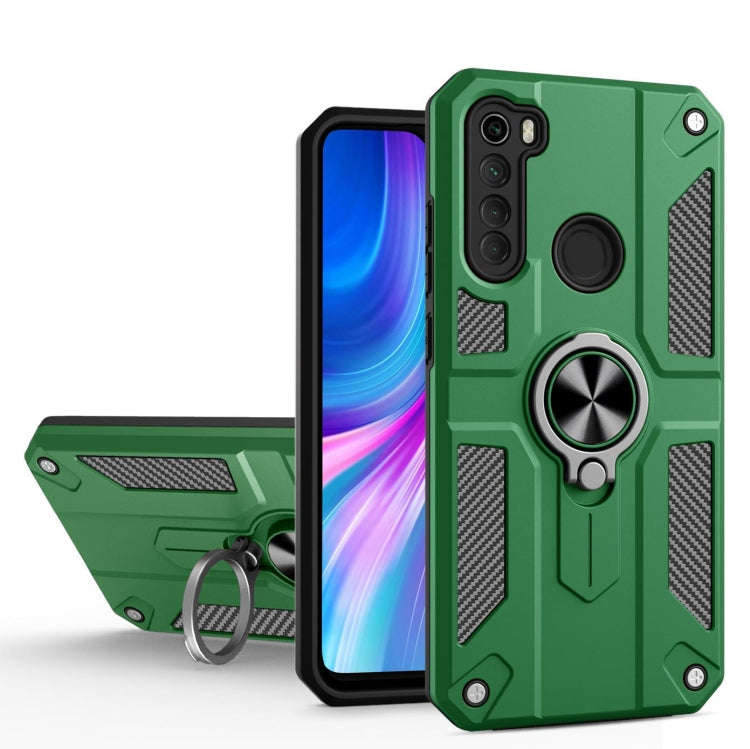 For Xiaomi Redmi Note 8 Carbon Fiber Pattern PC + TPU Protective Case with Ring Holder