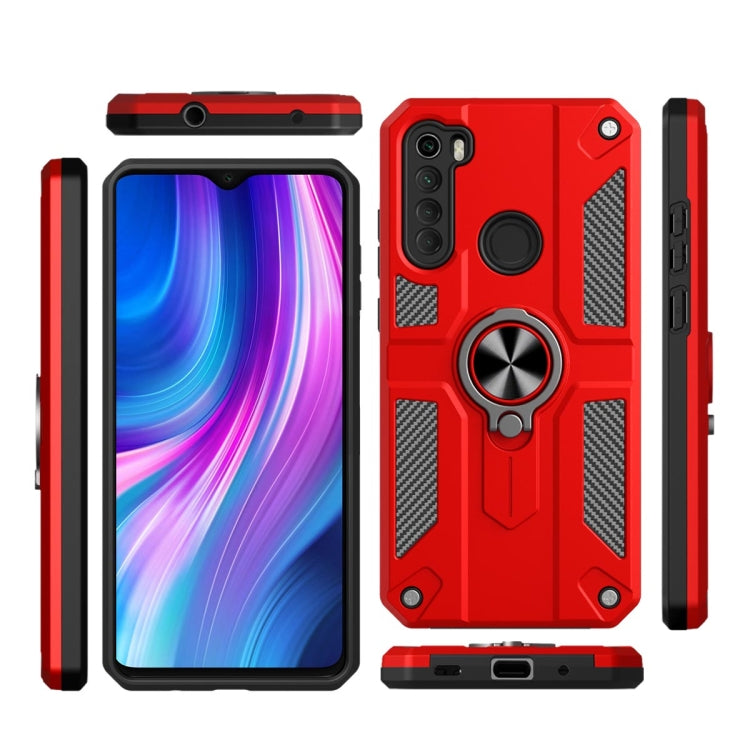 For Xiaomi Redmi Note 8 Carbon Fiber Pattern PC + TPU Protective Case with Ring Holder
