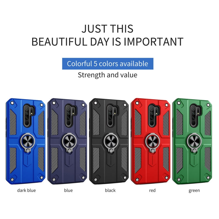 For Xiaomi Redmi Note 8 Pro Carbon Fiber Pattern PC + TPU Protective Case with Ring Holder