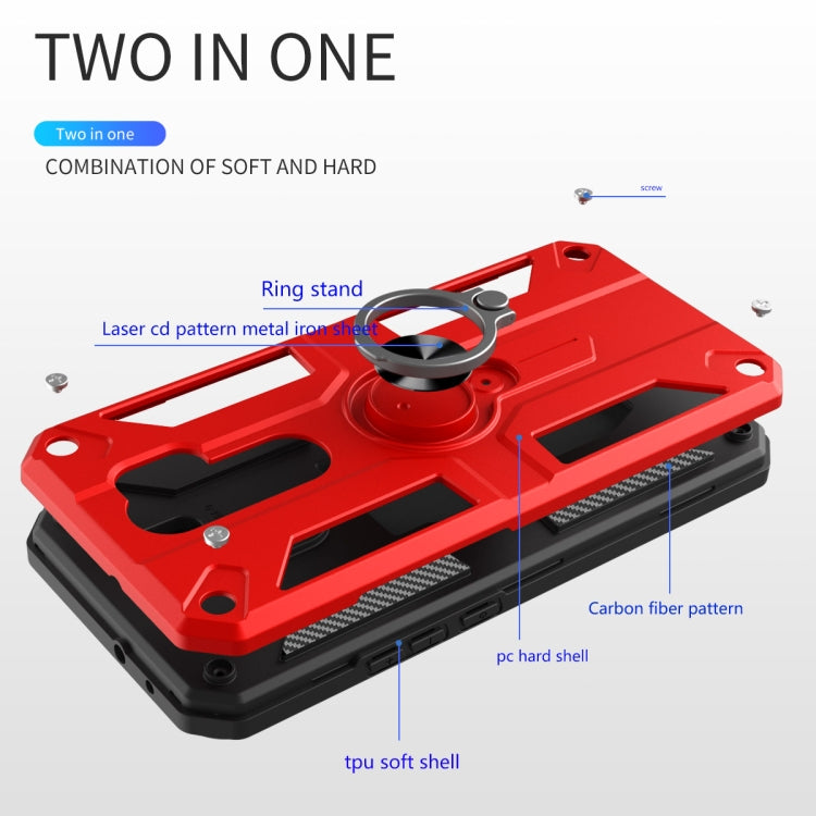 For Xiaomi Redmi Note 8 Pro Carbon Fiber Pattern PC + TPU Protective Case with Ring Holder