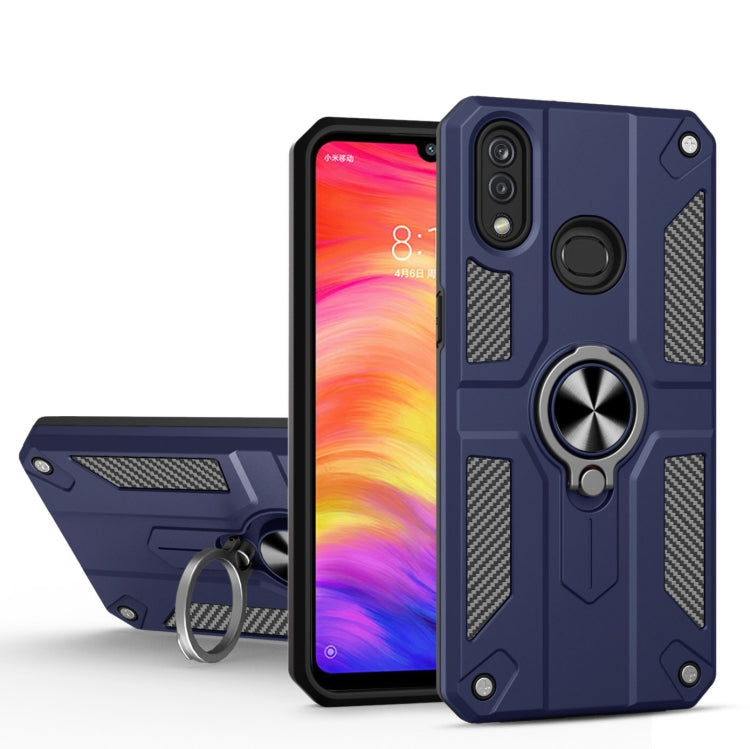 For Xiaomi Redmi Note 7 / Note 7 Pro Carbon Fiber Pattern PC + TPU Protective Case with Ring Holder