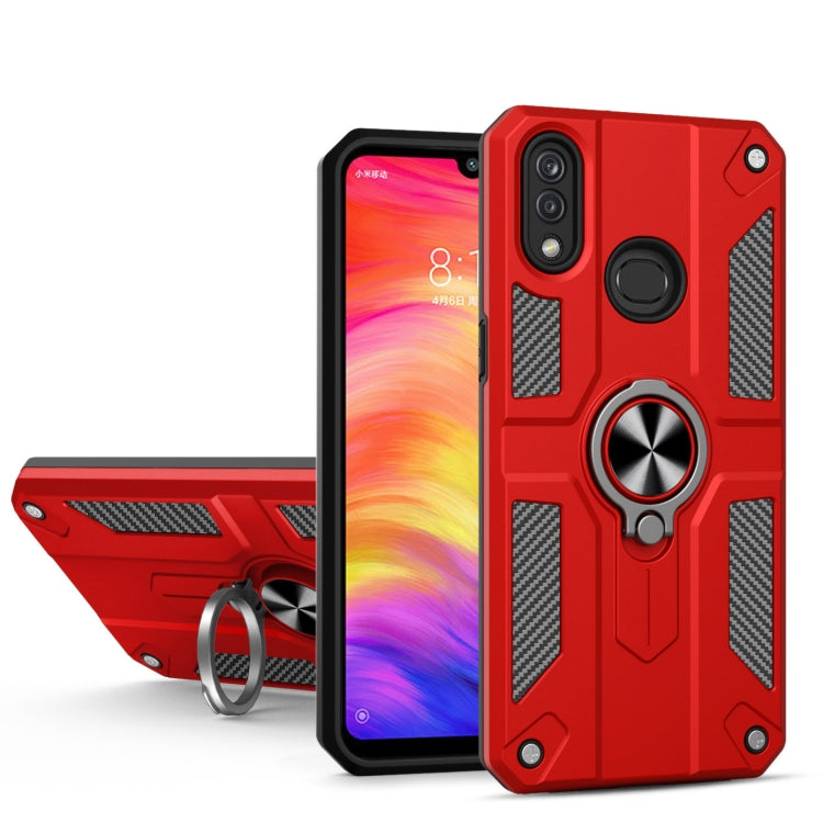 For Xiaomi Redmi Note 7 / Note 7 Pro Carbon Fiber Pattern PC + TPU Protective Case with Ring Holder