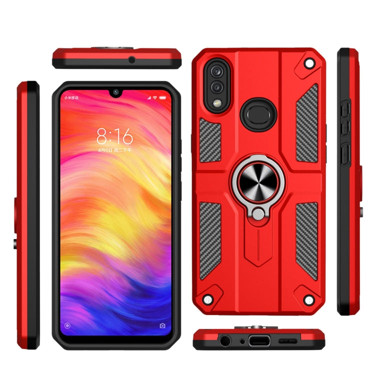 For Xiaomi Redmi Note 7 / Note 7 Pro Carbon Fiber Pattern PC + TPU Protective Case with Ring Holder
