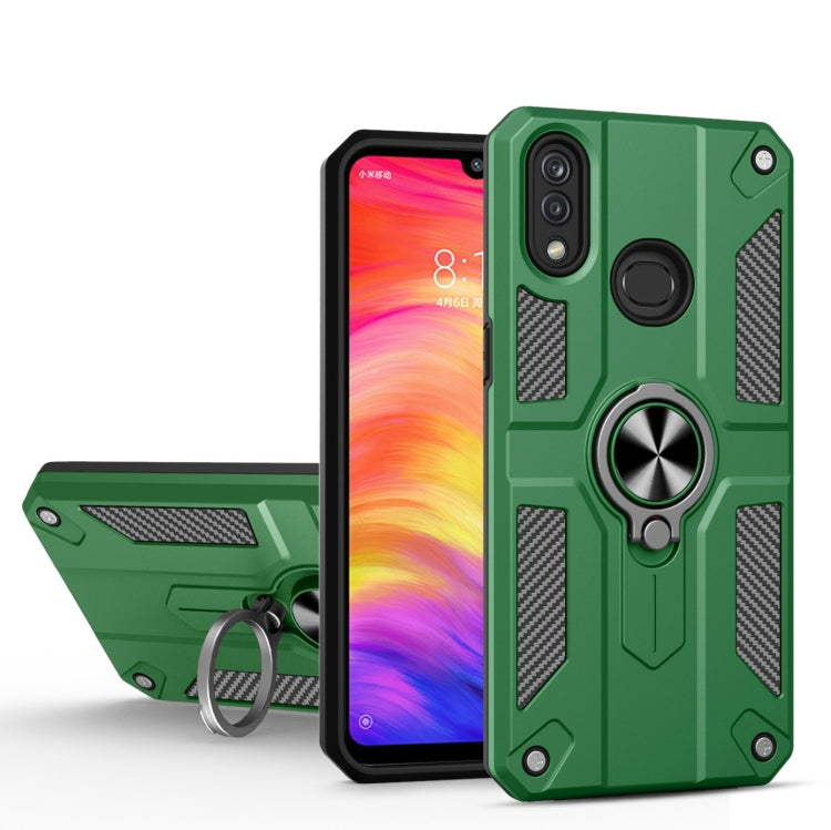For Xiaomi Redmi Note 7 / Note 7 Pro Carbon Fiber Pattern PC + TPU Protective Case with Ring Holder