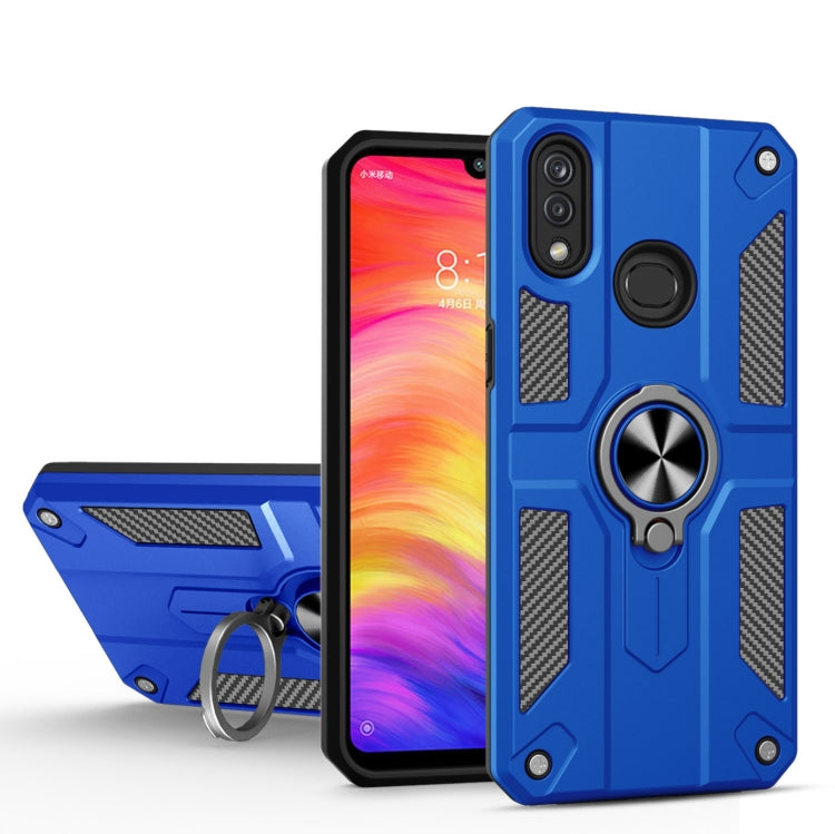 For Xiaomi Redmi Note 7 / Note 7 Pro Carbon Fiber Pattern PC + TPU Protective Case with Ring Holder