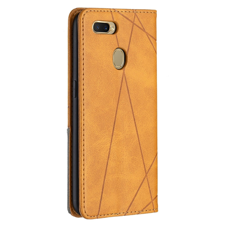 For OPPO A7 Rhombus Texture Horizontal Flip Magnetic Leather Case with Holder & Card Slots