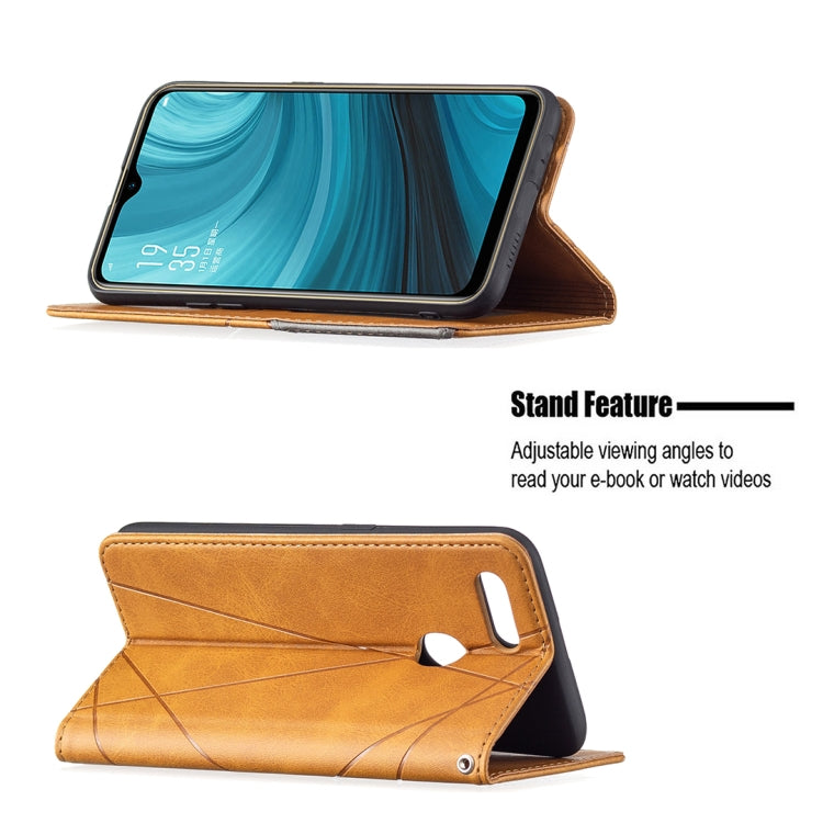 For OPPO A7 Rhombus Texture Horizontal Flip Magnetic Leather Case with Holder & Card Slots