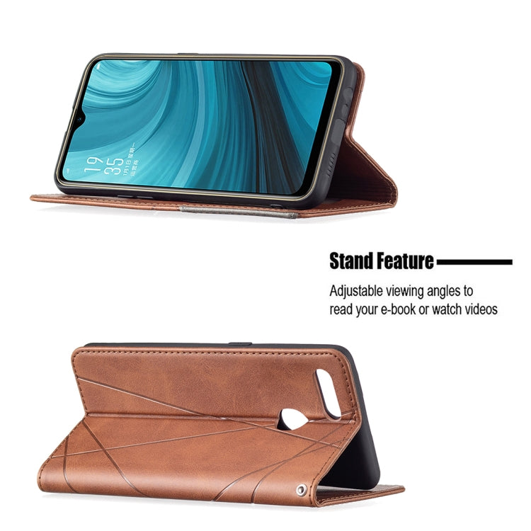 For OPPO A7 Rhombus Texture Horizontal Flip Magnetic Leather Case with Holder & Card Slots