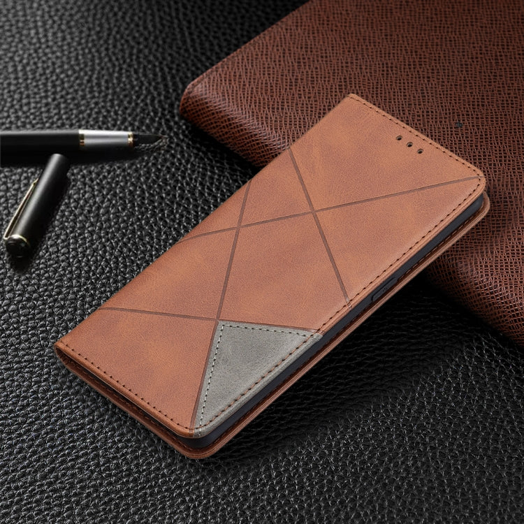For OPPO A7 Rhombus Texture Horizontal Flip Magnetic Leather Case with Holder & Card Slots