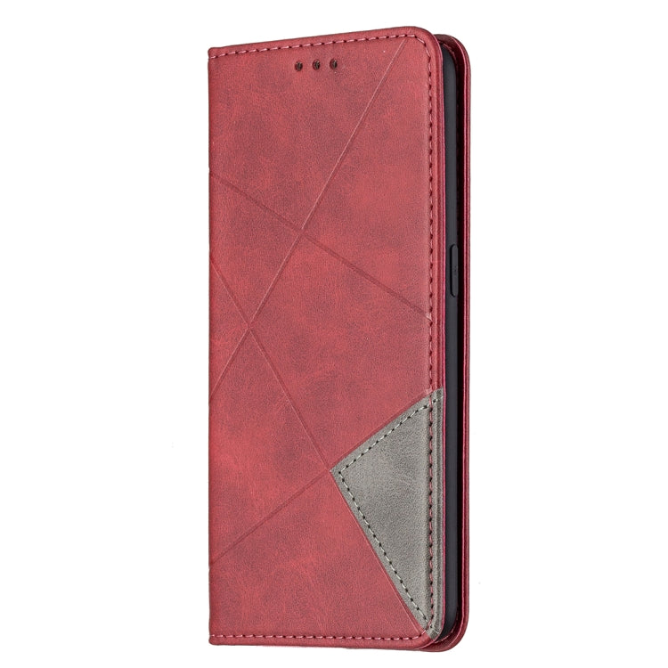 For OPPO A7 Rhombus Texture Horizontal Flip Magnetic Leather Case with Holder & Card Slots