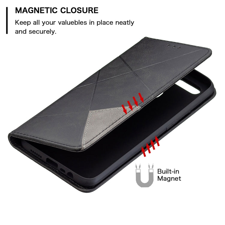 For OPPO A7 Rhombus Texture Horizontal Flip Magnetic Leather Case with Holder & Card Slots