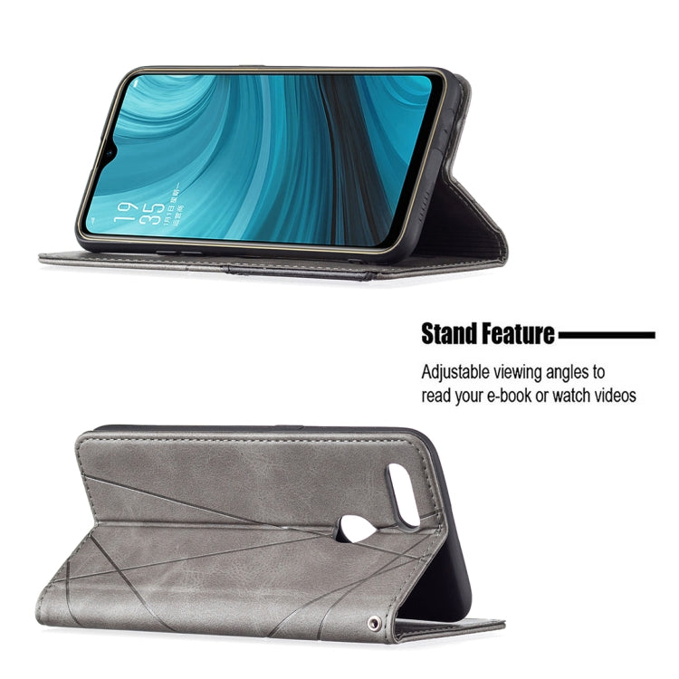 For OPPO A7 Rhombus Texture Horizontal Flip Magnetic Leather Case with Holder & Card Slots