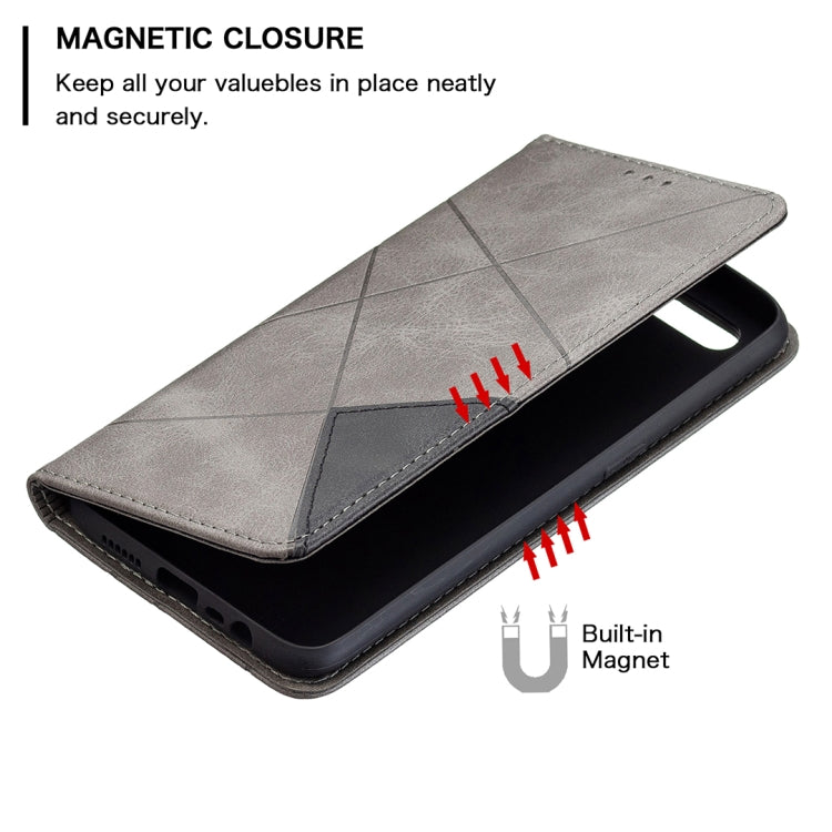For OPPO A7 Rhombus Texture Horizontal Flip Magnetic Leather Case with Holder & Card Slots