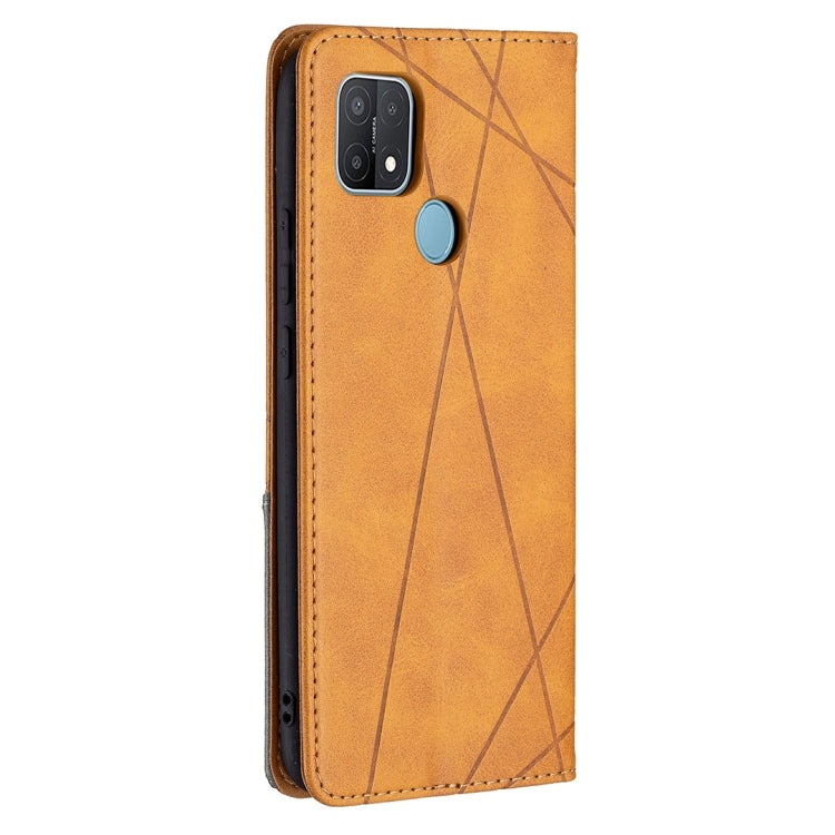 For OPPO A15 Rhombus Texture Horizontal Flip Magnetic Leather Case with Holder & Card Slots