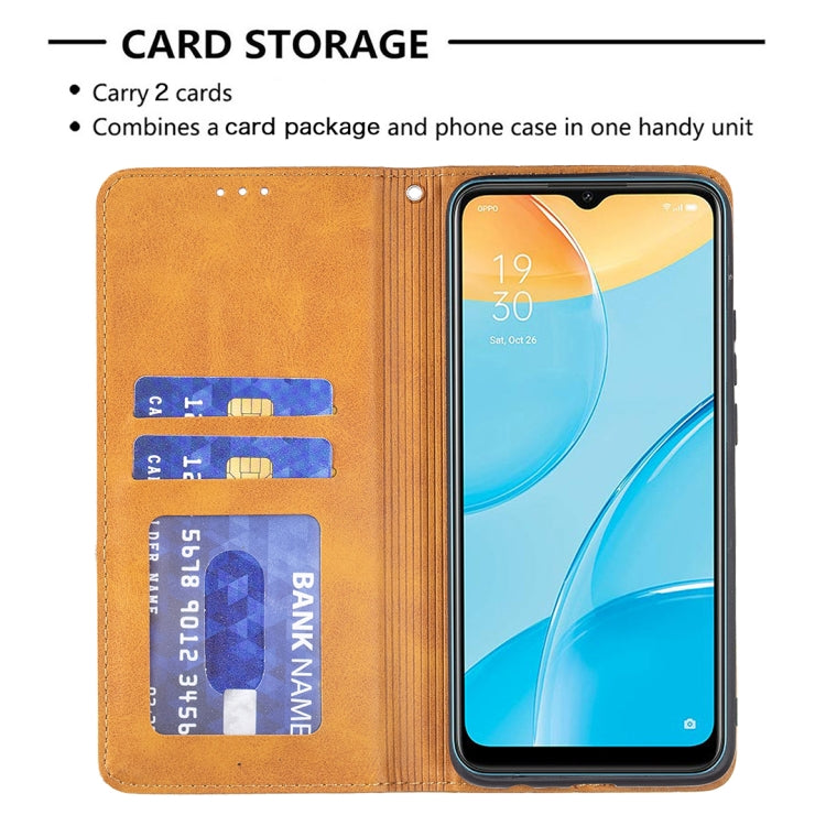 For OPPO A15 Rhombus Texture Horizontal Flip Magnetic Leather Case with Holder & Card Slots