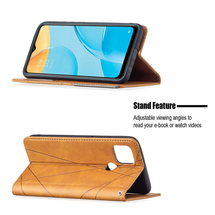 For OPPO A15 Rhombus Texture Horizontal Flip Magnetic Leather Case with Holder & Card Slots