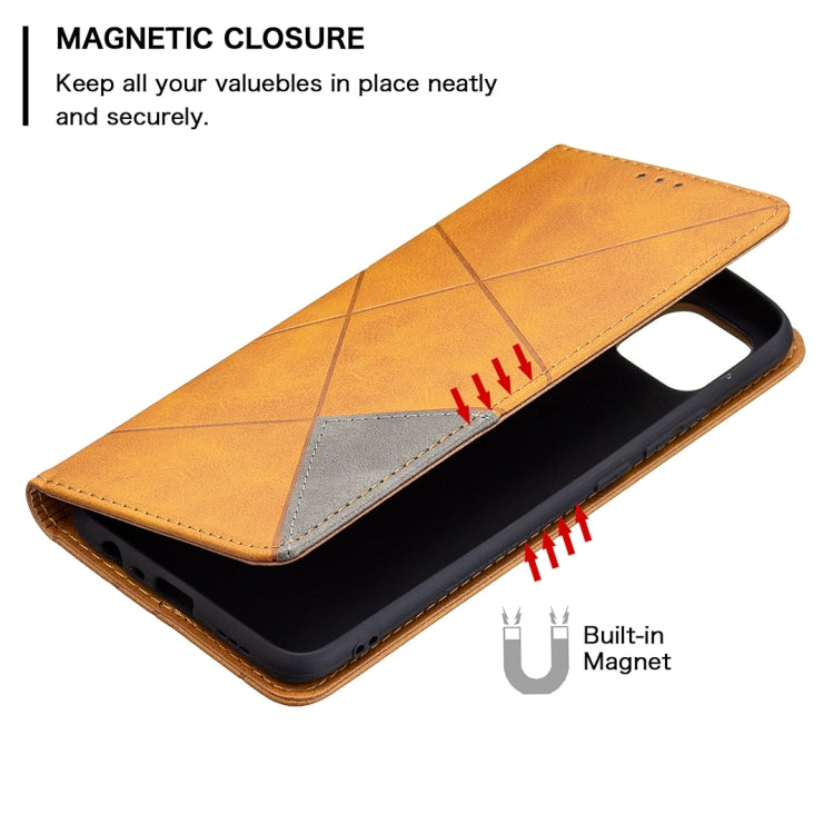 For OPPO A15 Rhombus Texture Horizontal Flip Magnetic Leather Case with Holder & Card Slots