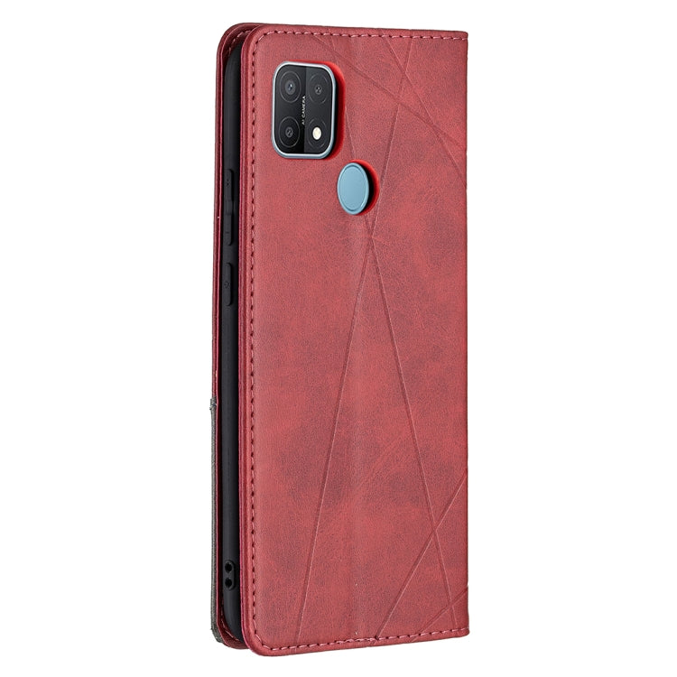 For OPPO A15 Rhombus Texture Horizontal Flip Magnetic Leather Case with Holder & Card Slots