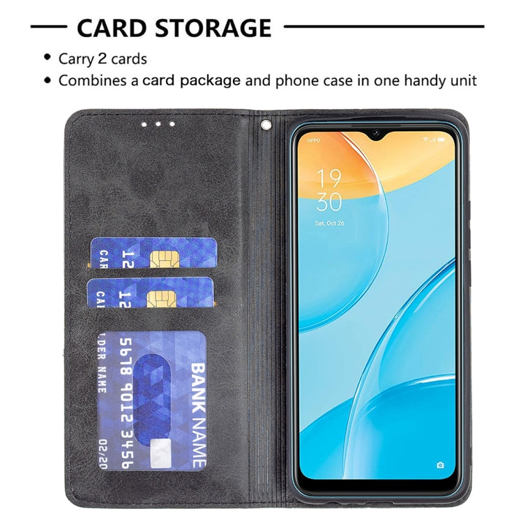 For OPPO A15 Rhombus Texture Horizontal Flip Magnetic Leather Case with Holder & Card Slots