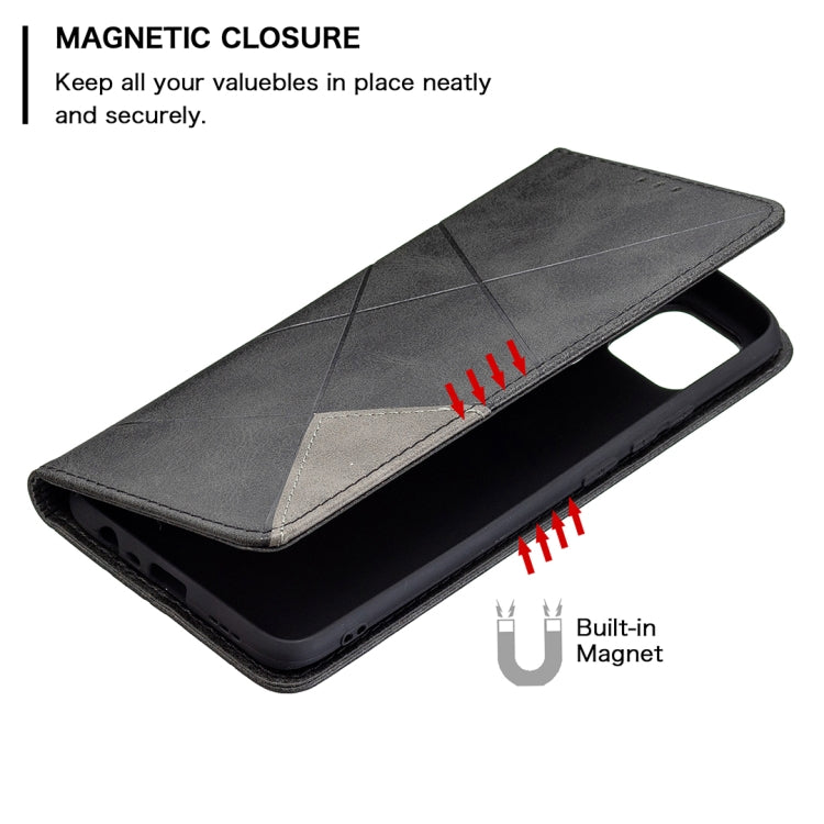 For OPPO A15 Rhombus Texture Horizontal Flip Magnetic Leather Case with Holder & Card Slots