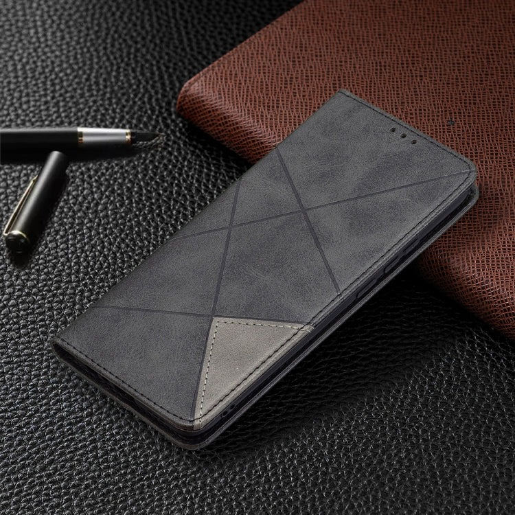 For OPPO A15 Rhombus Texture Horizontal Flip Magnetic Leather Case with Holder & Card Slots