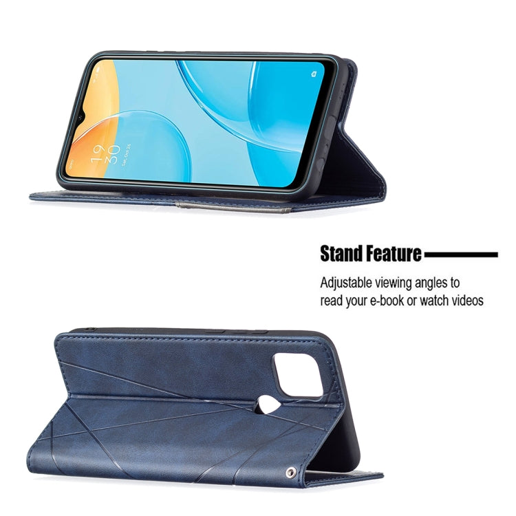 For OPPO A15 Rhombus Texture Horizontal Flip Magnetic Leather Case with Holder & Card Slots