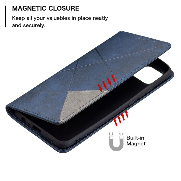 For OPPO A15 Rhombus Texture Horizontal Flip Magnetic Leather Case with Holder & Card Slots