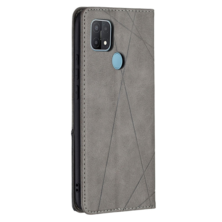 For OPPO A15 Rhombus Texture Horizontal Flip Magnetic Leather Case with Holder & Card Slots