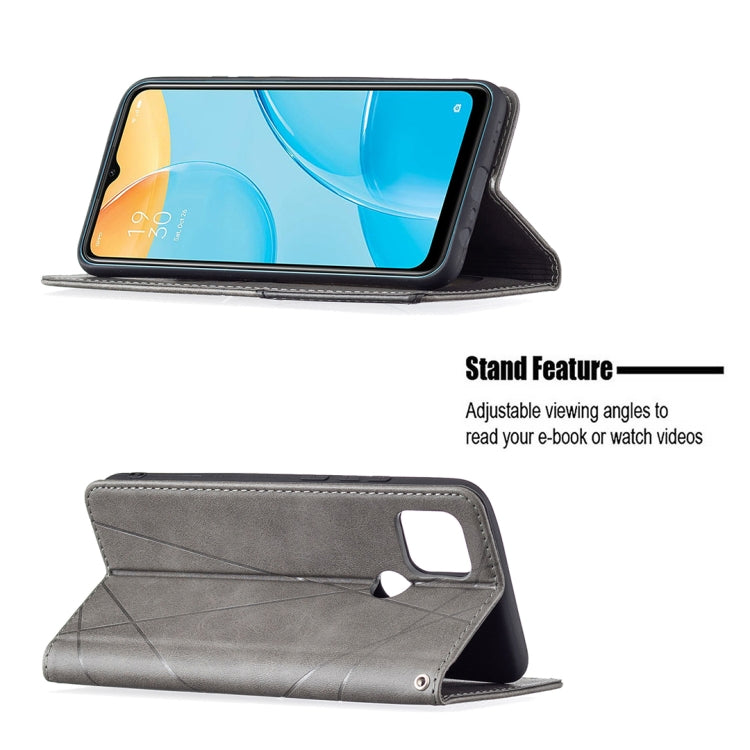 For OPPO A15 Rhombus Texture Horizontal Flip Magnetic Leather Case with Holder & Card Slots