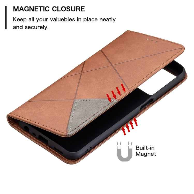 For OPPO A54 4G / A55 5G Rhombus Texture Horizontal Flip Magnetic Leather Case with Holder & Card Slots