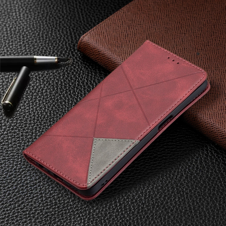 For OPPO A74 5G / A93 5G / A54 5G Rhombus Texture Horizontal Flip Magnetic Leather Case with Holder & Card Slots