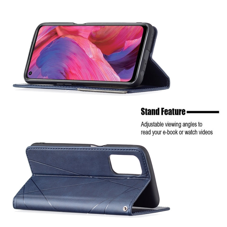 For OPPO A74 5G / A93 5G / A54 5G Rhombus Texture Horizontal Flip Magnetic Leather Case with Holder & Card Slots