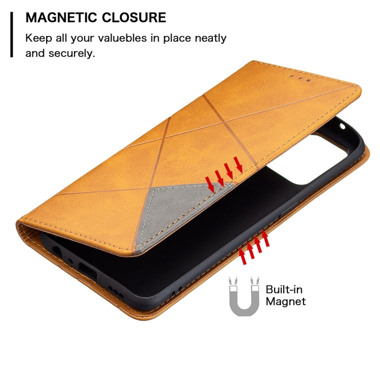 For OPPO A94 4G / Reno 5F / F19 Pro Rhombus Texture Horizontal Flip Magnetic Leather Case with Holder & Card Slots